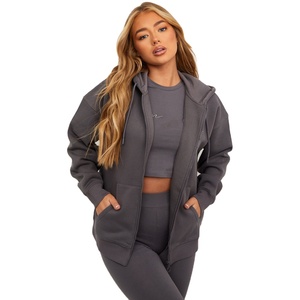 Sudadera con capucha para mujer con logotipo personalizado al por mayor, ropa de calle, cremallera, transpirable, sudaderas con capucha personalizadas para mujer 2025 - Product Image 4