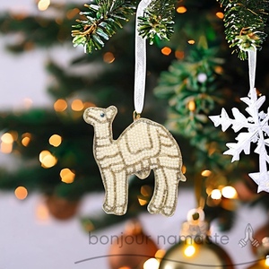 Elegante adorno navideño de camello tachonado con estatuilla de perlas y juguete para decoración festiva - Product Image 2
