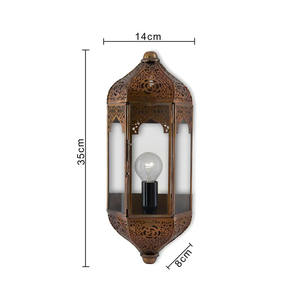 Farol marroquí de pared, cobre antiguo, diseño clásico para bodas, decoración del hogar, hotel, restaurante, alta calidad, hecho en India. - Product Image 2