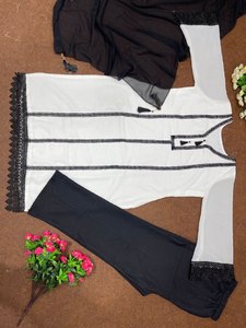 Top en georgette lourde de créateur avec Dupatta pour adultes New Party Wear Heavy Weaving Work - Product Image 4