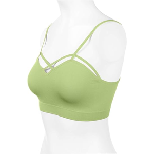 Sujetador deportivo de estilo cruzado con pecho bajo para mujer, Top corto para gimnasio, Fitness, forro acolchado de Spandex, sujetador para correr, Yoga y Fitness - Product Image 4