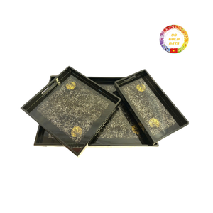 Bandeja de madera hecha a mano de alta calidad perfecta para la decoración rústica del hogar y el uso diario en la cocina o la sala de estar - Product Image 1