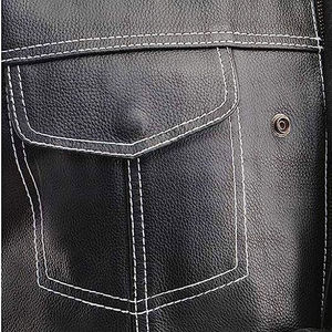Gilet en cuir pour hommes sans manches décontractés coupe-vent de haute qualité avec col Mandarin par les styles de joueurs pour W inter Offre Spéciale - Product Image 5