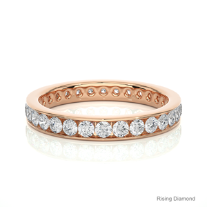 1.04 CTW rond laboratoire cultivé diamant complet éternité ensemble CVD bande de mariage et or Rose anniversaire cadeau anneaux - Product Image 5