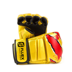 Los mejores guantes de agarre MMA de medio dedo personalizados de cuero PU genuino hechos en Pakistán para artes marciales y entrenamiento de boxeo - Product Image 5