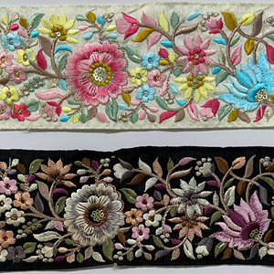 Tissu de dentelle brodée florale colorée de gros pour la décoration de vêtement - Product Image 1
