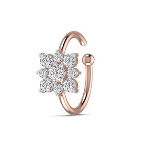 14kt katı gül altın ince göbek takısı kare şeklinde burun halkası kesim doğal elmas Trendy kadın günlük giyim nişan hediye - Product Image 2