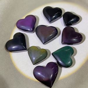 Cœur <span class=keywords><strong>de</strong></span> paume en obsidienne arc-en-ciel naturelle sculpté à la main, pierre <span class=keywords><strong>de</strong></span> guérison Reiki, cadeau significatif pour l'amour et l'amitié - Product Image 6