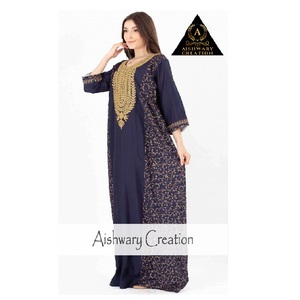 Cotton Abaya for Women Comfortable Modest Daily Maxi Dress Long Sleeve Embroidered Neck Islamic Clothing Muslim <b>Kaftan</b> <b>Plus</b> <b>Size</b> - Product Image 3