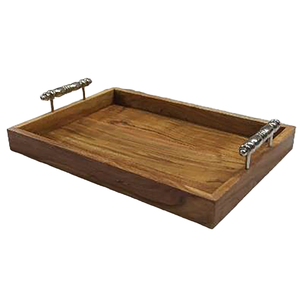 รูปไข่คลาสสิกโต๊ะไม้ถาดสีเข้มอุปกรณ์หรูหราไม้แสดงอาหารถาดเครื่องครัว Handcrafted - Product Image 4