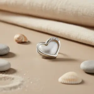 Daily Wear <b>Silver</b> <b>Heart</b> Pearl Pendant <b>Necklace</b> for Women - Product Image 3