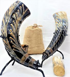 Venta caliente vikingo bebiendo cuerno mejor calidad ágata vidrio pulido estilo Animal decoración con grabado - Product Image 1