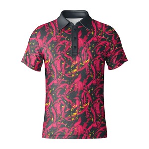 เสื้อกอล์ฟผู้ชาย ผ้าเจอร์ซีย์โพลีเอสเตอร์ผสมสแปนเด็กซ์ ระบายเหงื่อได้ดี ป้องกันรอยยับ ผลิตตามแบบ OEM - Product Image 1