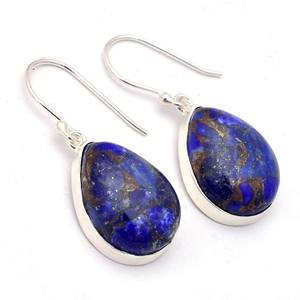 Natural Handmade Lapis Lazuli Copper Gemstone 925 <b>Sterling</b> <b>Silver</b> Trendy Party Gift Luxury Drop Earrings for Women - Product Image 4