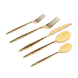 ชุดช้อนแบนทองเหลืองสีทองงานทำมือด้ามค้อนใหม่ช้อนตวงมิเรอร์เหล็กชุดเครื่องใช้บนโต๊ะอาหารขายดี - Product Image 3