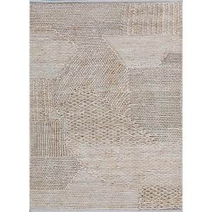 พรมปูพื้นทรงสี่เหลี่ยมผืนผ้าลายปะติดปะต่อ Nomadic Threads รุ่น PDJT-242 สีงาช้าง ทำจากเส้นใยป่านและปอกระเจา สำหรับห้องโถง ห้องนั่งเล่น และห้องนอน - Product Image 1