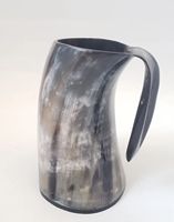 Mug en corne de Viking authentique - Tasse à boire traditionnelle pour méad et café, peinte à la main, ensemble de 2 pièces, vaisselle en bambou écologique réutilisable