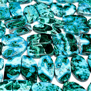 Pares de crisocola natural, piedras preciosas de cabujón sueltas, piedras preciosas naturales, piedras preciosas de crisocola de alta calidad para la fabricación de joyas - Product Image 4