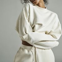 Ensembles de jogging décontractés à capuche pour femmes, en tissu non tissé, couleur unie, 100% coton