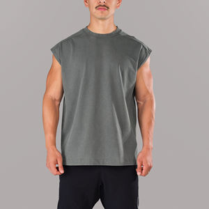 Venta al por mayor logotipo personalizado 100% algodón camiseta músculo Atlético camisas sin mangas moda desgaste entrenamiento lavado camiseta sin mangas para hombres - Product Image 4