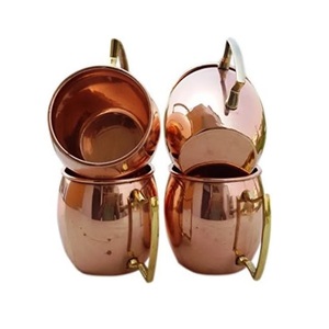 Copper <b>Moscow</b> <b>Mule</b> <b>Mug</b> With Brass Handle for Cold Drink Beer Wine Drinking Use Bar Hotel Home Decor Set of 4 Pcs - Product Image 1