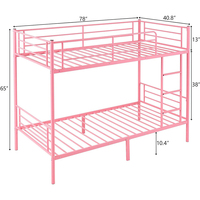 Lit superposé moderne en métal pour enfants - Rose vif, sûr, robuste et gain de place, solution idéale pour la chambre d'enfant en appartement