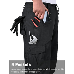 Pantalones de viaje de senderismo ligeros resistentes al agua elásticos de secado rápido para hombres bolsillos de carga pesca trabajo al aire libre - Product Image 2
