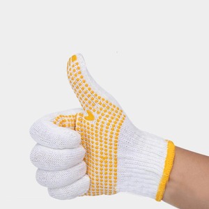 Guantes de algodón negros punteados con silicona y nailon de punto Antideslizante Protección de manos Guantes DE SEGURIDAD DE TRABAJO DE PVC de un solo lado - Product Image 1