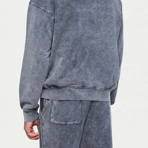 Conjunto de chándal lavado ácido por encargo 100% algodón de manga larga con capucha cuello patrón sólido ropa de invierno ropa transpirable - Product Image 3