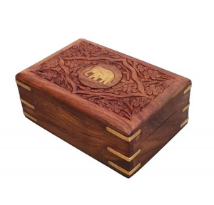 Lujo Floral tallado hecho a mano cajas de madera tallada joyero organizador madera regalo Ideas para almacenar monedas de joyería - Product Image 1