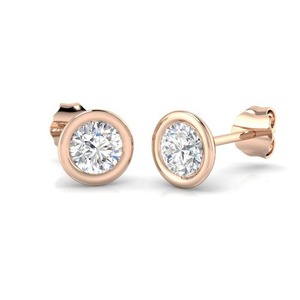 Deslumbrantes Pendientes de Diamantes con Corte Redondo y Engaste de Bisel, 0.30 Ct, Diamante Cultivado en Laboratorio en Platino, para Aniversario de Bodas - Product Image 1