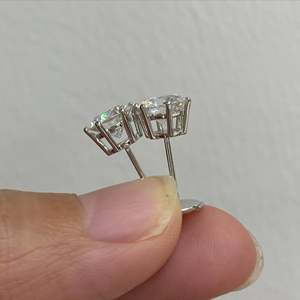 Boucles d'oreilles clous en or massif 14 carats pour femmes, 1 carat, DEF, taille princesse, or blanc rose, certifiées IGI, cadeau idéal - Product Image 5