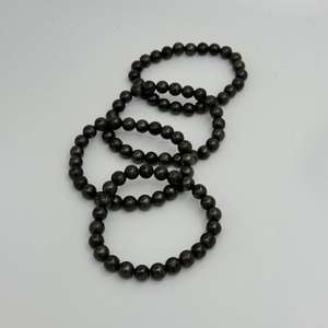 กำไลข้อมือพลอยไพไรต์ธรรมชาติแบบสั่นสูงสร้อยข้อมือทรงกลมเรียบเนียนพลอยไพไรต์สีเงิน - Product Image 6