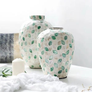 สไตล์วินเทจร้อนแนวโน้ม2022แม่ของโต๊ะมุกแจกันไม้ม็อบ MDF ปรับแจกันดอกไม้ที่มีรูปดอกไม้ - Product Image 4