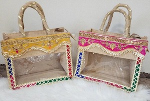 Bolsa de yute decorativa transparente para boda india Haldi Mehendi Sangeet Ganpati Favor regalo para Ramadán Día de San Valentín - Product Image 4