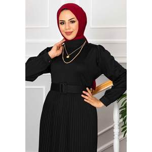 Esila <b>Skirt</b> <b>Pleated</b> Hijab Dress <b>Black</b> - Product Image 3