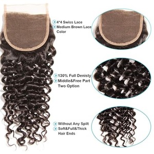 Cheveux indiens Remy, fermeture en dentelle, cheveux vierges bouclés, doux et rebondissants, grade 1+ - Product Image 3