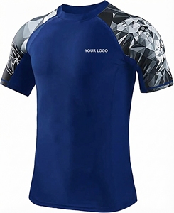 Camiseta Deportiva de Compresión de Manga Corta para Hombre, 100% Algodón, UPF50+, Transpirable - Product Image 1