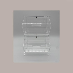 Récipient double écologique et réutilisable pour cuillères à crème glacée en plexiglas transparent et métal PP 19x14H28.5 cm, 1 pièce - Product Image 1