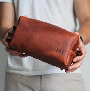 Vintage <b>Men</b> Women Large Luxury <b>Toiletries</b> <b>Bags</b> Makeup <b>Bag</b> Organizer Leather <b>Toiletry</b> <b>Bag</b> LYG-01131 - Product Image 2