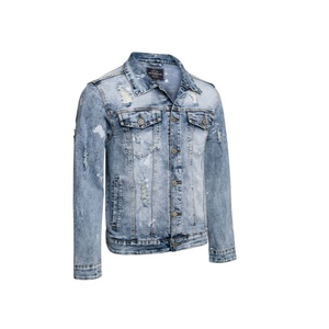 เสื้อโค้ทคอปกมีซิปรูดสำหรับผู้ชาย, เสื้อโค้ทผ้าฝ้ายเดนิมเสื้อลำลองแนวพังก์สำหรับนักขี่จักรยาน - Product Image 2