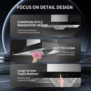 شفاط مطبخ مدمج من الفولاذ المقاوم للصدأ 90 سم يثبت على الحائط مع إضاءة LED وعادم منخفض السعر للاستخدام المنزلي والفندقي - Product Image 5