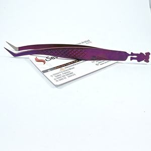 Pinzas de extensión de pestañas con punta de fibra púrpura Logotipo personalizado Empaquetado Tipo puntiagudo Hecho a pedido - Product Image 5