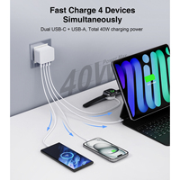 Chargeur HNT 40W Type-C 4 ports à charge rapide 2C2A, adaptateur mural GaN, prise UK US EU JP, chargeur OEM pour téléphone portable, tablette, ordinateur portable