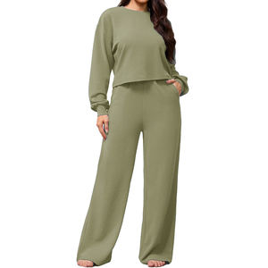 Conjunto de dos piezas informal elástico para mujer, ropa de invierno fácil de usar, superventas, LOGOTIPO personalizado disponible, conjunto de 2 piezas, chándal para mujer 2026 - Product Image 3