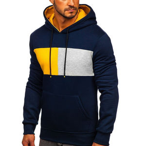 2025 nouveaux hommes décontracté coton polaire pull à capuche personnalisable Colorblock panneau kangourou poches Streetwear Style pour l'hiver - Product Image 4