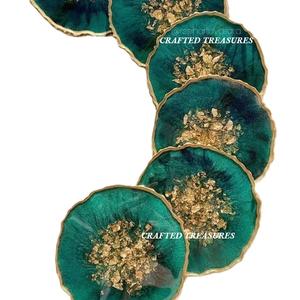 Posavasos de resina epoxi hechos a mano con estilo océano mar decoración del hogar regalo café té taza estera artesanía de resina precio al por mayor de La India - Product Image 2