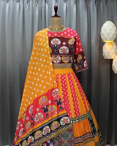 Muselina de algodón de diseño Lehenga Choli Real Mirror Work Fancy Digital Print Wedding Party Wear Set Dupatta para verano invierno - Product Image 2