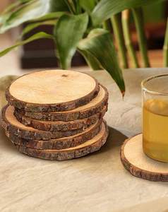 Set of Wooden <b>Drink</b> <b>Coasters</b> with Holder for Bar Kitchen Home-Promotional Cup <b>Coaster</b>" - Product Image 5