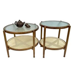 Oak Wood Double <b>Sofa</b> <b>Table</b> with High-End Glass Top Modern Japanese Style Nesting Furniture for Living Room-TT68245 - Product Image 4